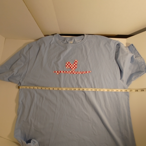 Blue Cotton Shirt Sleeve Tee Shirt Red Rooster Design on Front Size XXL - Picture 4 of 8